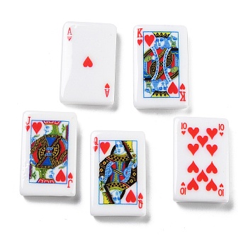 Opaque Resin Cabochons, Playing Card, Mixed Color, 27x17.3x5mm