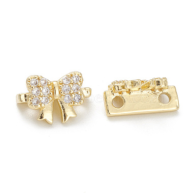Real 14K Gold Plated Clear Bowknot Brass Slide Charms
