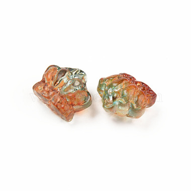 Perles de verre peintes par pulvérisation transparentes deux tons(GLAA-Q092-02-C06)-2