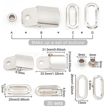 benecreat 30 définit des kits de réglage de capuchon à visière en acier inoxydable(FIND-BC0004-67P)-2