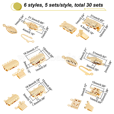 30 Sets 6 Styles 304 Stainless Steel Box Clasps(STAS-DC0009-61)-2