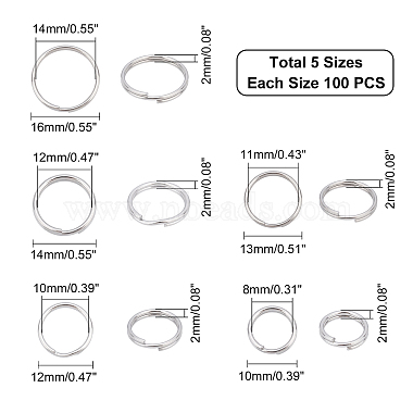 500pcs 5 Style 304 Stainless Steel Split Rings(STAS-UN0026-11)-5