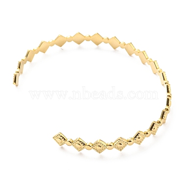 304 bracelet à manchette ouverte en forme de losange en acier inoxydable pour femme(BJEW-B064-05G)-2