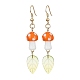 4 Pairs 4 Colors Mushroom Lampwork & Glass Leaf Dangle Earrings(EJEW-TA00305)-3
