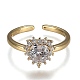 Brass Micro Pave Clear Cubic Zirconia Cuff Rings(RJEW-P006-09G)-2