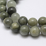 Natural Green Rutilated Quartz Beads Strands, Round, 8mm, Hole: 1mm, about 45~47pcs/strand, 15 inch(38cm)(X-G-P325-03-8mm)