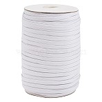3/8 inch Flat Braided Elastic Rope Cord, Heavy Stretch Knit Elastic with Spool, White, 8~8.5mm, about 90~100yards/roll(300 feet/roll)(EC-R030-8mm-01)