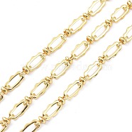 Brass Figaro Chain, with Spool, Unwelded, Real 18K Gold Plated, 13x7.5x1.5mm and 9x5.5x4mm(CHC-D028-02G)