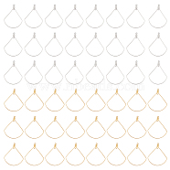 48Pcs 2 Color 304 Stainless Steel Wire Pendants, Hoop Earring Findings, Fan, Golden & Stainless Steel Color, 21 Gauge, 40x32.5x0.7mm, Hole: 1.2mm, 24Pcs/color(STAS-CA0002-04)