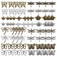 SUNNYCLUE Tibetan Style Alloy Pendants, Butterfly & Bee & Dragonfly, Mixed Color, 7.6x7.6x2.7cm, 72pcs/set(DIY-SC0006-85)