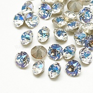 Pointed Back Glass Rhinestone Cabochons, Back Plated, Faceted, Diamond, Moonlight, 4x3mm(RGLA-T110-4mm-001MO)