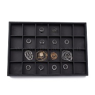 Stackable Wood Display Trays Covered By Black Leatherette, 24 Compartments, 24cmx35cmx3cm(PCT107)