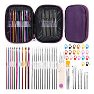 Sewing Tool Sets, including Stainless Steel Scissor, Needle Threaders, Sewing Seam Rippers, Head Pins, Safety Pin, Zipper Storage Bag, Purple, 180x135x30mm(PW-WG36146-02)