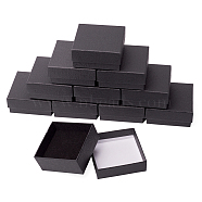 Cardboard Gift Boxes, with Black Sponge inside, Square, Black, 7.5x7.5x3.5cm(YS-TAC0001-17B-02)