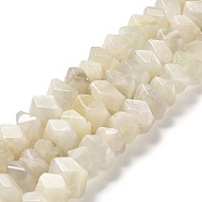 Natural White Moonstone Beads Strands, Faceted, Nuggets, 10~11x8~10x7~8mm, Hole: 1mm, about 22~23pcs/strand, 7.09~7.48''(18~19cm)(G-N327-05-04)