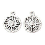 Tibetan Style Alloy Pendants, Cadmium Free & Lead Free, Flat Round and Sun, Antique Silver, 20x16x2mm, Hole: 1.5mm(X-TIBEP-R304-062AS-LF)