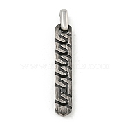 304 Stainless Steel Pendants, with Rhinestone, Rectangle Charm, Gunmetal, 35x6x3mm, Hole: 4x5mm(STAS-F307-04B)