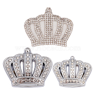 3Pcs 3 Styles Adhesive Sticker Decoration, with Rhinestone, for Car Decoration, Crown, Silver, 1pc/style(DIY-FH0002-50)