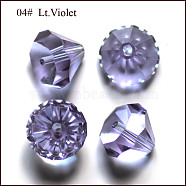 K9 Glass, Imitation Austrian Crystal Beads, Grade AAA, Faceted, Diamond, Lilac, 6x4mm, Hole: 0.7~0.9mm(SWAR-F075-6mm-04)