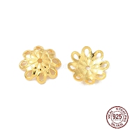 925 Sterling Silver Bead Caps, 8-Petal, Flower, Real 18K Gold Plated, 8x7.5x1.8mm, Hole: 0.8mm, about 75pcs/10g(STER-F055-12G)