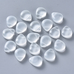 Baking Painted Glass Beads, Top Drilled Beads, Imitation Jade, Teardrop, Clear, 12.5x10.5x5.5mm, Hole: 0.9mm(DGLA-T002-07G)