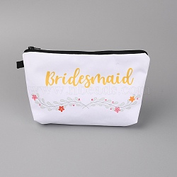 Custom Polyester Bag, Multipurpose Travel Toiletry Pouch with Iron Zipper, Word & Flower, Word, 14.5x21.5x0.4cm, Hole: 14mm(ABAG-WH0026-29A)