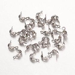 316 Surgical Stainless Steel Bead Tips, Calotte Ends, Clamshell Knot Cover, Stainless Steel Color, 8.5x4mm, Hole: 1.5mm(STAS-K102-01P)