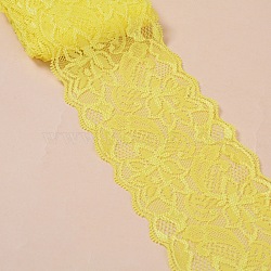 Elastic Lace Trim, Lace Ribbon For Sewing Decoration, Yellow, 80mm(OCOR-WH0024-A22)