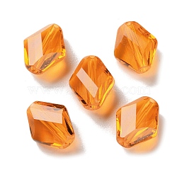 K9 Glass, Imitation Austrian Crystal Beads, Faceted, Rhombus, Orange, 10x8x4mm, Hole: 1.4mm(GLAA-R001-01F)