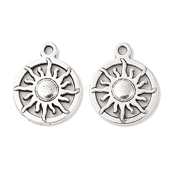 Tibetan Style Alloy Pendants, Cadmium Free & Lead Free, Flat Round and Sun, Antique Silver, 20x16x2mm, Hole: 1.5mm(X-TIBEP-R304-062AS-LF)