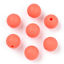 Food Grade Eco-Friendly Silicone Beads, Round, Coral, 8~10mm, Hole: 1~2mm(SIL-R008A-61)