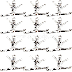 80Pcs Tibetan Style Alloy Pendant, Gymnastics, Antique Silver, 16x27x3.5mm, Hole: 2mm(TIBEP-SC0002-80)