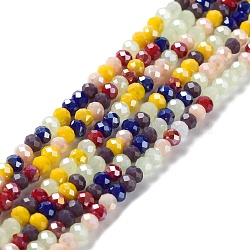 Glass Beads Strands, Faceted, Rondelle, Mixed Color, 4x3mm, Hole: 0.4mm, about 123~127pcs/strand, 15.75~16.5 inch(40~42cm)(EGLA-A034-M4mm-31)