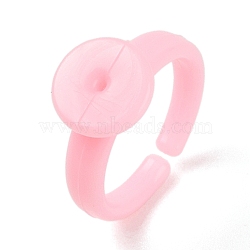 Cuff Colorful Acrylic Ring Components, for Kids, Pink, 14mm, Tray: 9mm(SACR-R740)