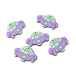 Opaque Acrylic Pendants, UFO with Cat, Medium Orchid, 26x38.5x2mm, Hole: 1.8mm(SACR-B001-01E)