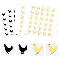 80 Sheets 2 Color Cartoon Animal Meal Stickers, Adhesive Square Paper Labels, Gold & Black, Rooster Pattern, 6.6~7.8x8.1~9x0.02cm, 30pcs/sheet, 40sheets/color(DIY-OC0008-67B)