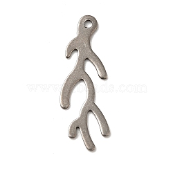 201 Stainless Steel Pendants, Branch Charms, Stainless Steel Color, 28x9.5x0.7mm, Hole: 1.5mm(STAS-D244-06P)