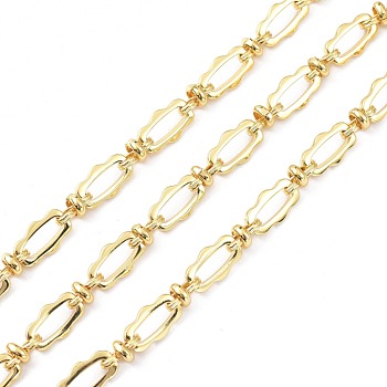 Brass Figaro Chain, with Spool, Unwelded, Real 18K Gold Plated, 13x7.5x1.5mm and 9x5.5x4mm