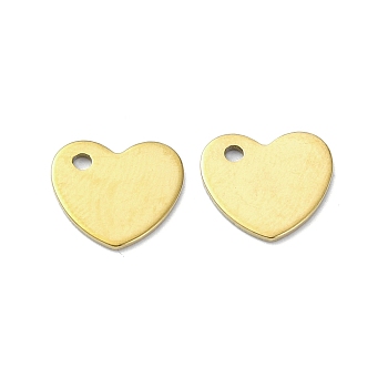 Ion Plating(IP) 201 Stainless Steel Charms, Heart Charms, Real 18K Gold Plated, 9x10x1mm, Hole: 1.2mm