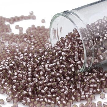 TOHO Round Seed Beads, Japanese Seed Beads, (26F) Silver Lined Frost Light Amethyst, 11/0, 2.2mm, Hole: 0.8mm, about 1110pcs/10g