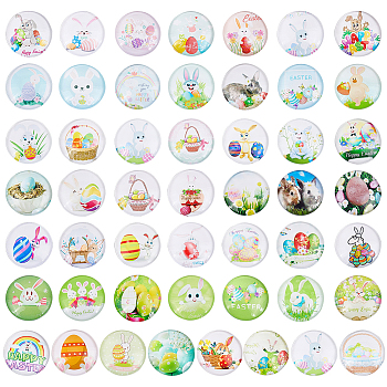 Elite 1 Bag Glass Cabochons, Half Round/Dome with Easter Theme Pattern, Mixed Color, 25mm, about 50pcs/bag