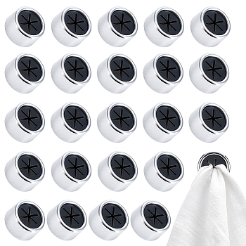 24Pcs Self-adhesive ABS Towel Storage Hook, Column, Silver, 42x29mm, Inner Diameter: 24.5x21.5mm