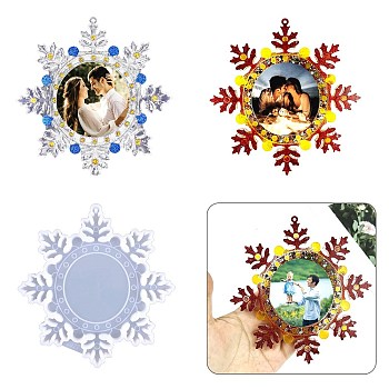 Photo Frame  Molds Food Grade Silicone Molds, for UV Resin, Epoxy Resin Jewelry Making, Snowflake, Christmas Theme, White, 158x150x9mm