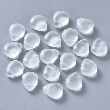 Baking Painted Glass Beads, Top Drilled Beads, Imitation Jade, Teardrop, Clear, 12.5x10.5x5.5mm, Hole: 0.9mm