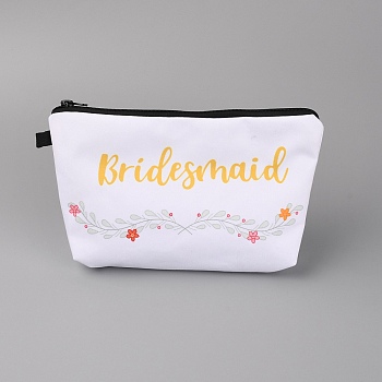 Custom Polyester Bag, Multipurpose Travel Toiletry Pouch with Iron Zipper, Word & Flower, Word, 14.5x21.5x0.4cm, Hole: 14mm