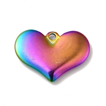 304 Stainless Steel Stamping Blank Tag Pendants, Heart, Rainbow Color, 18x25x3.5mm, Hole: 2mm