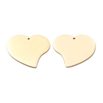 304 Stainless Steel Pendants, Stamping Blank Tag, Heart, Golden, 27x30x1mm, Hole: 1.2mm