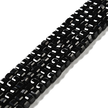 Natural Black Spinel Beads Strands, Faceted, Cube, 3x3x3mm, Hole: 0.6mm, about 135pcs/strand, 15.35''(39cm)