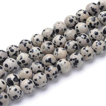 Natural Dalmatian Jasper Bead Strands, Round, 6mm, Hole: 1mm, about 65pcs/strand, 15.7 inch
