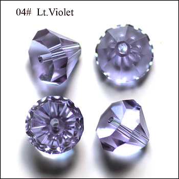 Imitation Austrian Crystal Beads, Grade AAA, Faceted, Diamond, Lilac, 6x4mm, Hole: 0.7~0.9mm